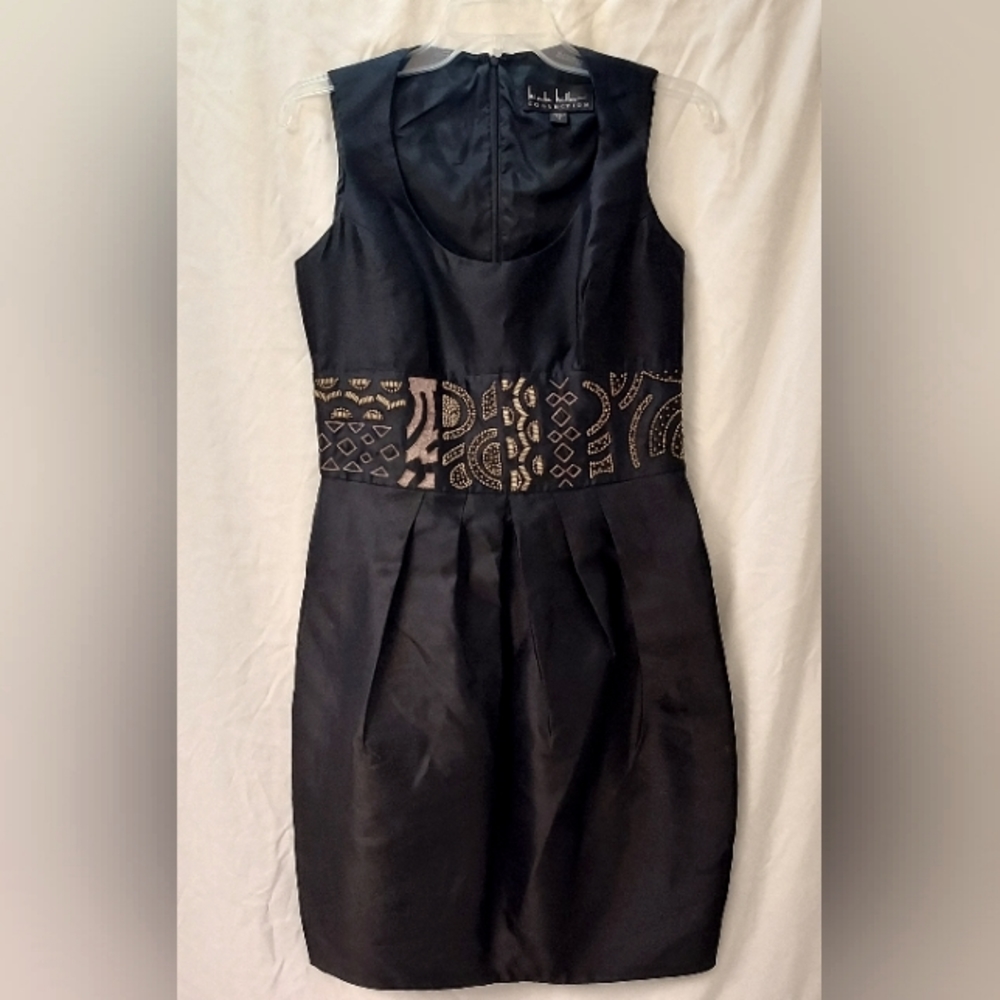 Nicole Miller Black Dress with Gold Pattern